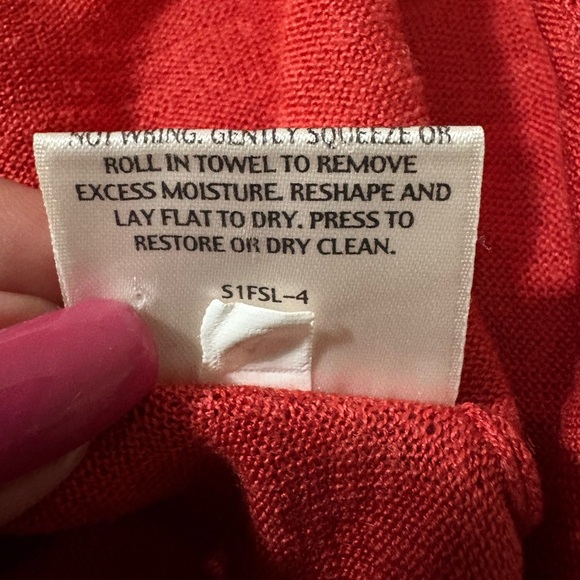 Eileen Fisher Burnt Orange Cowl Neck Silk/Linen Lightweight Knit Top. Size L - Picture 6 of 10